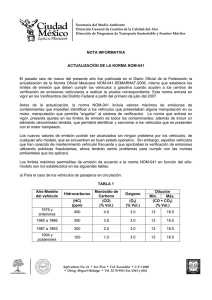 NOTA INFORMATIVA ACTUALIZACIÓN DE LA NORMA NOM