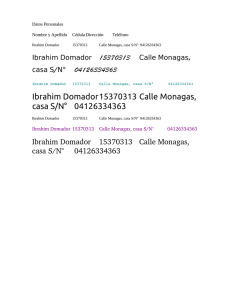 Ibrahim Domador15370313 Calle Monagas, casa S/N° 04126334363