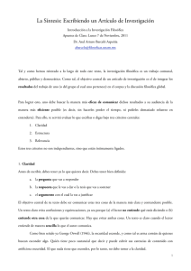 La Síntesis: Escribiendo un Artículo de Investigación