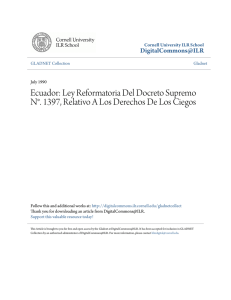 Ecuador: Ley Reformatoria Del Docreto Supremo NÂ°. 1397