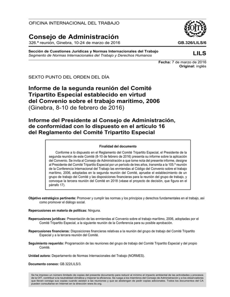 Informe De La Segunda Reunión Del Comité Tripartito Especial