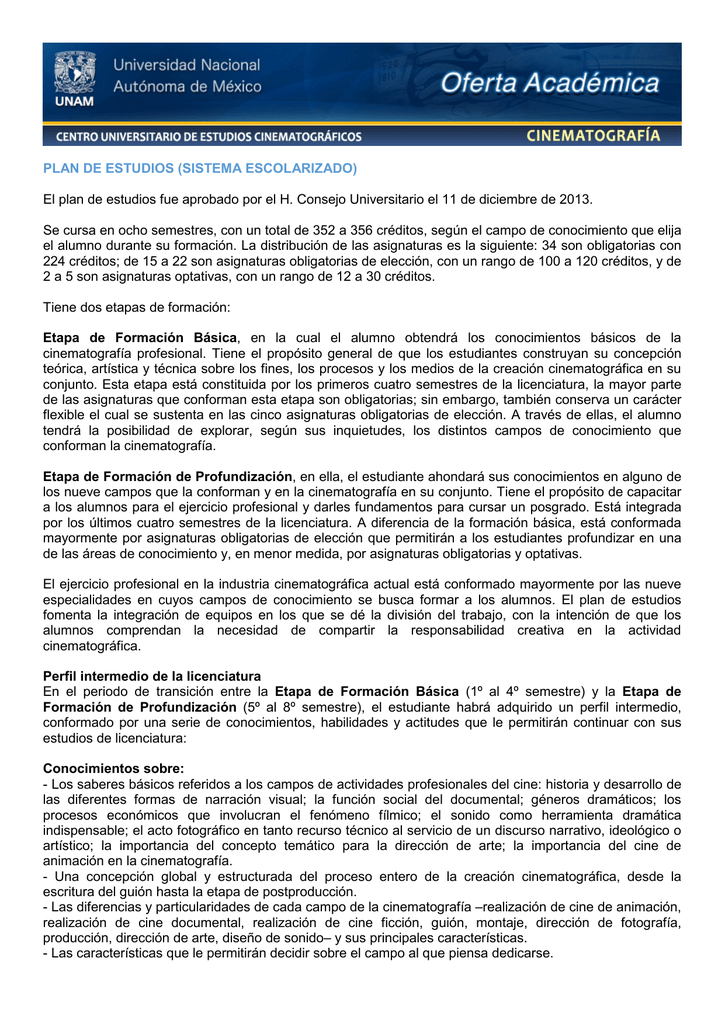 Plan De Estudios Oferta Academica Unam