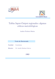 tablas input-output regionales: algunas criticas metodologicas