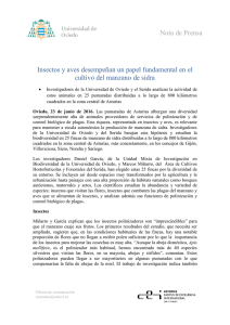 Nota de Prensa Insectos y aves desempeñan un papel fundamental