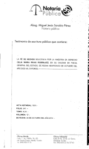 {Abog. Miguel Jesús Sarabia Pérezl Notario público Testimonio de