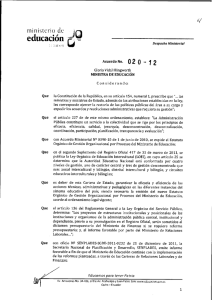 Acuerdo No. 020-12 - Ministerio de Educación