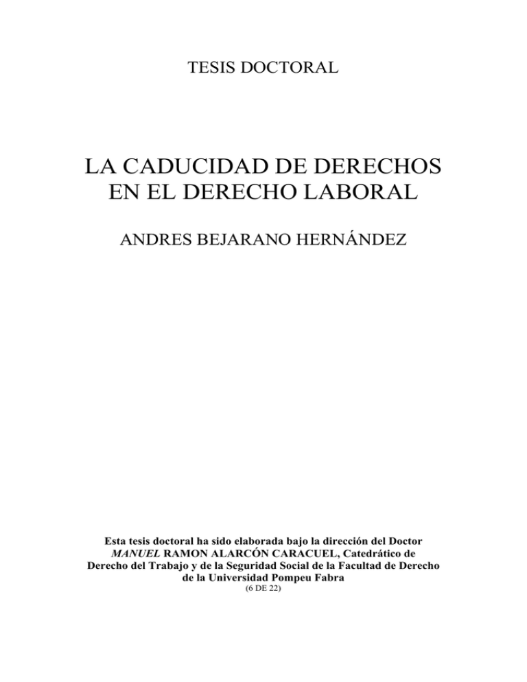 LA CADUCIDAD DE DERECHOS EN EL DERECHO LABORAL