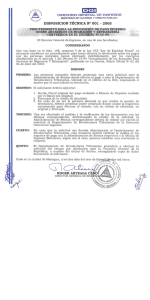 DISPOSICION TECNICA No. 001-05 PAGOS EN ADMINISTRACION