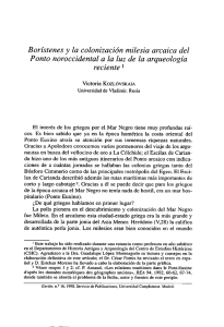 Borístenes y la colonización milesia arcaica del Ponto noroccidental