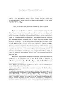 Zamora Calvo, José María. Platón, Timeo , edición