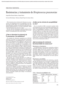 Resistencias y tratamiento de Streptococcus pneumoniae