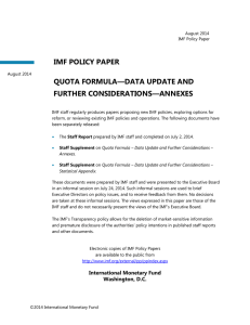 Quota Formula – Data Update and Further Considerations