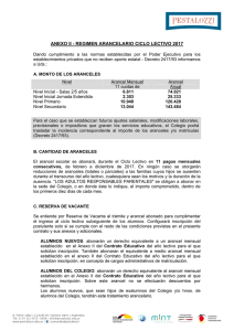 R&eacute;gimen arancelario 2017 - Anexo II del Contrato Educativo