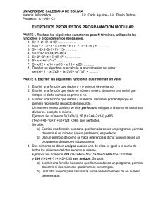 ejercicios propuestos en clases - Universidad Salesiana de Bolivia