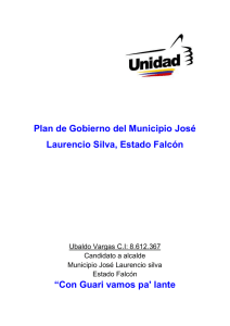 Plan de Gobierno del Municipio José Laurencio Silva, Estado