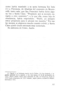 como había mandado a su santa hermana Sor Inés (l) a Florencia