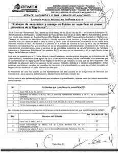 ACTA DE LA CUARTA Y ULTIMA DE ACLARACIONES