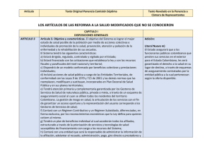 los artículos de las reforma a la salud modificados que no se