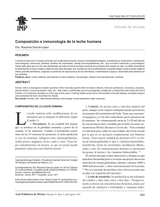 Composición e inmunología de la leche humana