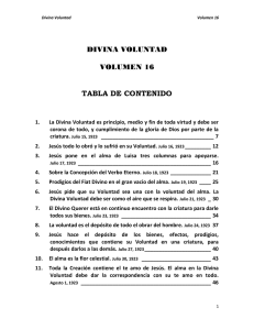 DIVINA VOLUNTAD VOLUMEN 16 TABLA DE CONTENIDO