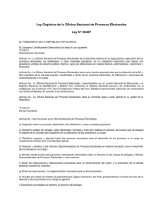 Ley Orgánica de la Oficina Nacional de Procesos Electorales Ley N