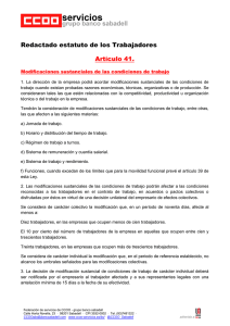 Redactado estatuto de los Trabajadores Art&iacute;culo 41.