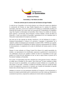 Boletín de Prensa Esmeraldas, 17 de febrero de 2016 Firma de
