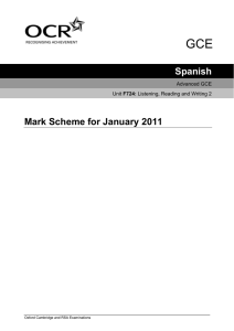 Spanish Mark Scheme for January 2011