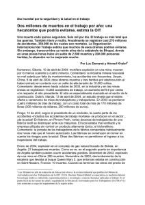 Dos millones de muertos en el trabajo por año: una