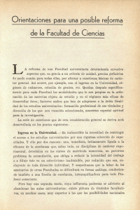 Orientaciones para una posible reforma de la Facultad de Ciencias