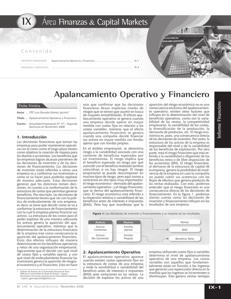 Apalancamiento Operativo Y Financiero