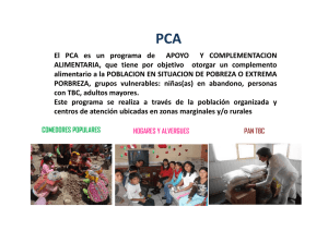 El PCA es un programa de APOYO Y COMPLEMENTACION