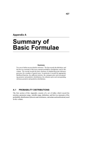 Summary of Basic Formulae