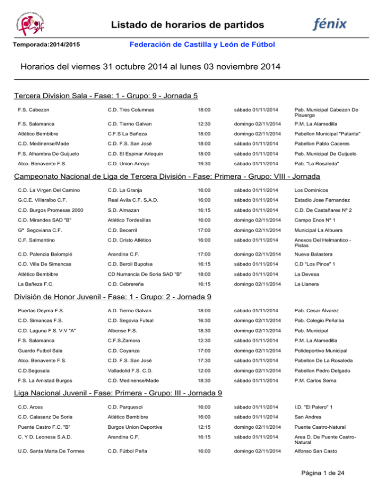 Calendario 1er Fin De Semana De Noviembre