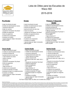 Lista de Útiles para las Escuelas de Waco ISD 2015-2016