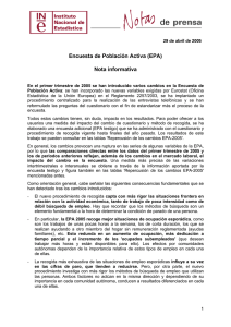 Encuesta de Población Activa (EPA) - Instituto Nacional de Estadistica.