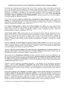 COMUNICADO FINAL DE LAS XVI JORNADAS GENERALES DE