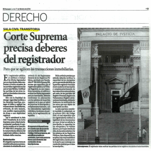 Corte Suprema Precisa Deberes del Registrador