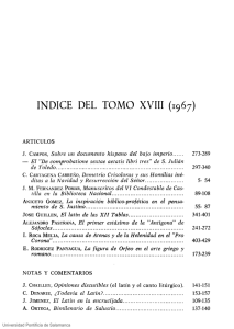 INDICE DEL TOMO XVIII (1967)