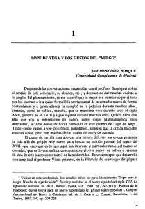 Lope de Vega y los Gustos del Vulgo