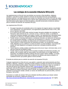 Las ventajas de la exención tributaria 501(c)(3)