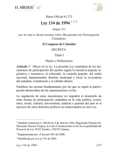 Ley 134 de 1994 - Mecanismos de Participación Ciudadana