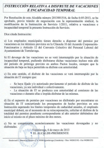 instrucción relativa a disfrute de vacaciones e incapacidad temporal