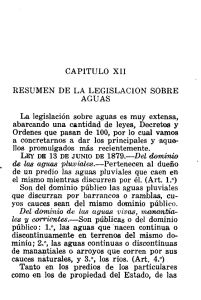 CAPITULO XII RESUMEN DE LA LEGISLACION SOBRE AGUAS