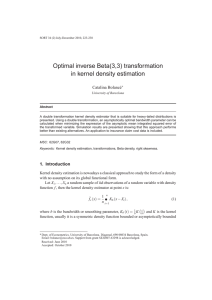 Optimal inverse Beta (3, 3) transformation in kernel density estimation