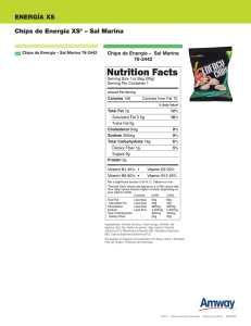 Chips de Energía XS – Sal Marina Nutritional Info