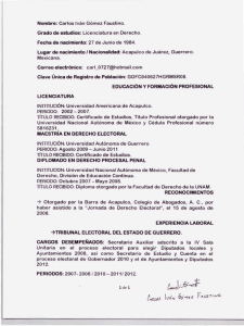 Lugar de nacimiento I Nacionalidad: Acapulco de Juárez