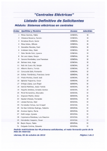 "Centrales Eléctricas " Listado Definitivo de Solicitantes