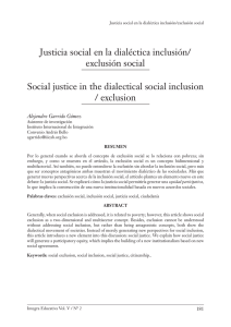 Justicia social en la dialéctica inclusión/ exclusión social Social