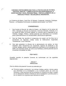 convenio centroamericano para la protección de víctimas, testigos